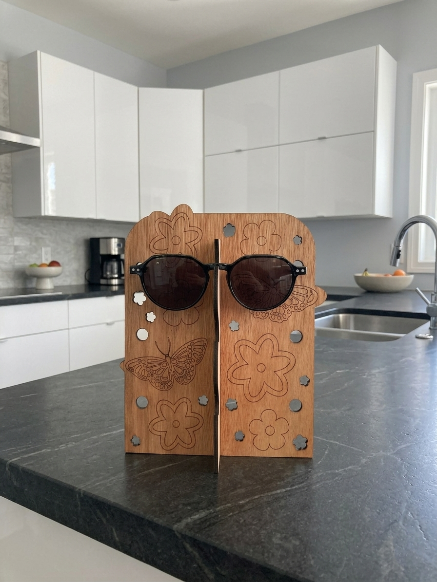 Houten brillenhouder