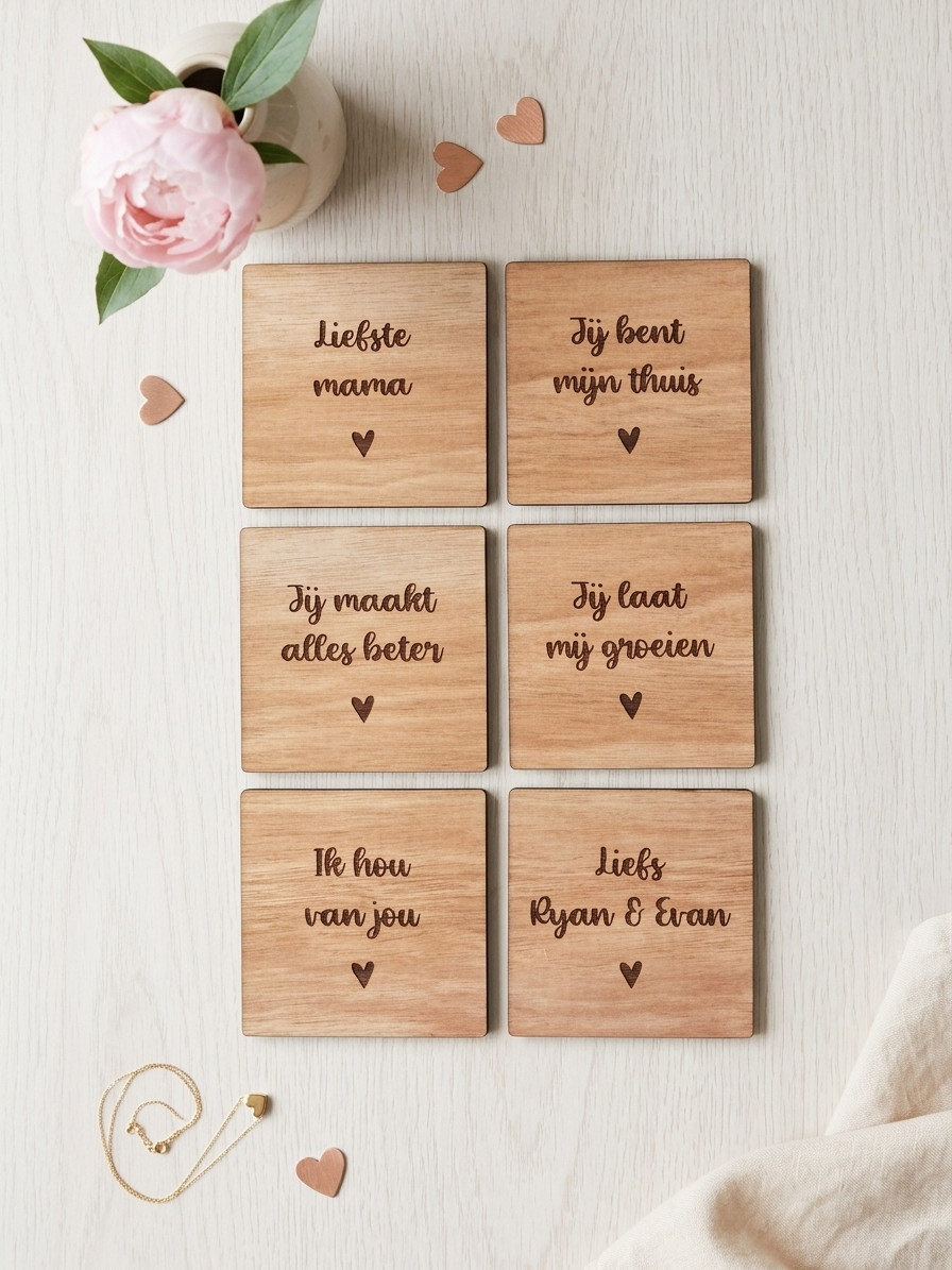 Houten onderzetters mama