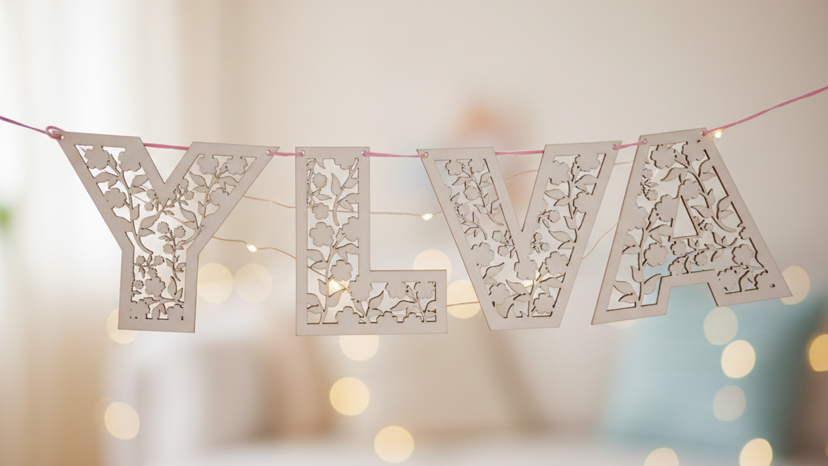 Houten bloemen letters